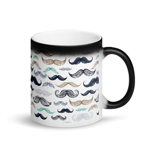 Classy Mustache Matte Black Magic Mug